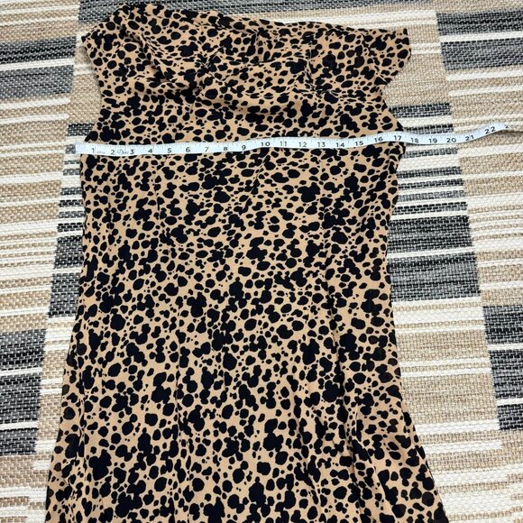 Reformation Kristine Women's Asymmetrical Neckline Leopard Print Mini Dress 10 - Picture 9 of 12